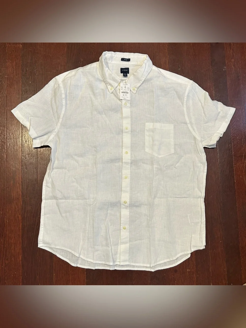 J. Crew White Linen Short-Sleeve Button-Down Shirt